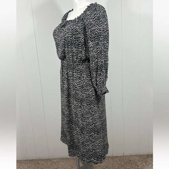 NWT Talbots Women's Sz L Off The Shoulder Long Sleeve Elastic Waist Midi Dress - Picture 6 of 12